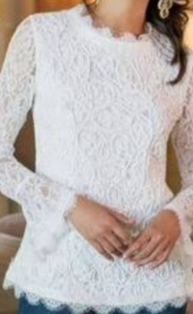 Soft Sorroundings M Lace Crochet Top - Picture 2 of 10